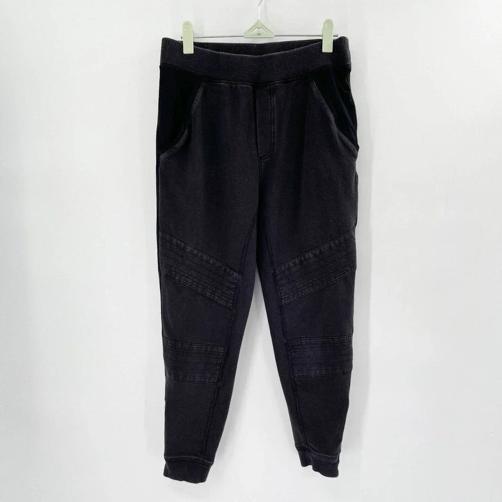 Lululemon Rocket Jogger Yoga Pants Sz 4 Black‎ French Terry Pockets Ankle Zip